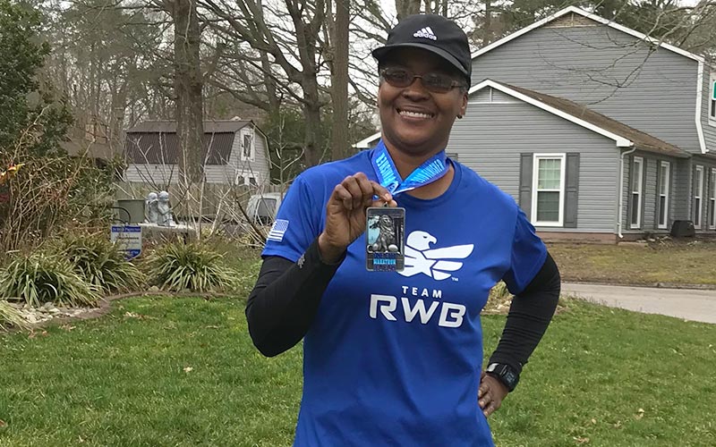 Catherine Harden, an Instructional Assistant at Passage Middle School ran the full marathon.
