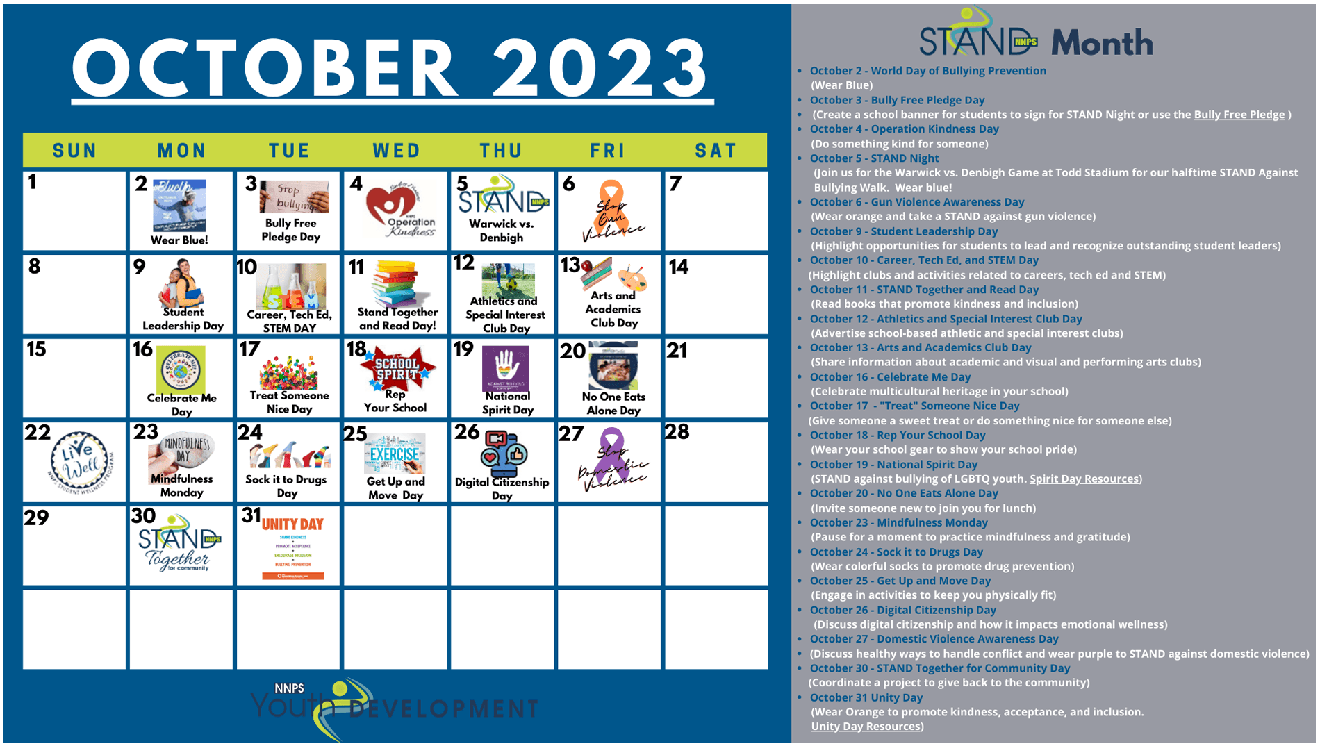 STAND Calendar, click image to enlarge