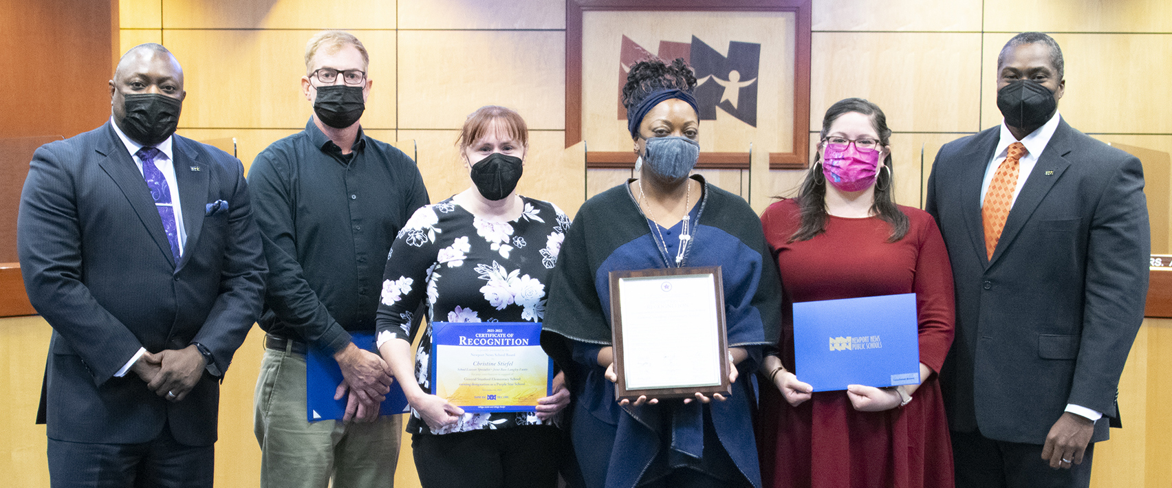 The Newport News School Board recognized administrators and members of the General Stanford Elementary faculty and staff for receiving a Purple Star award from the Virginia Department of Education. The school earned the accolade for its support of military-connected students and their families.