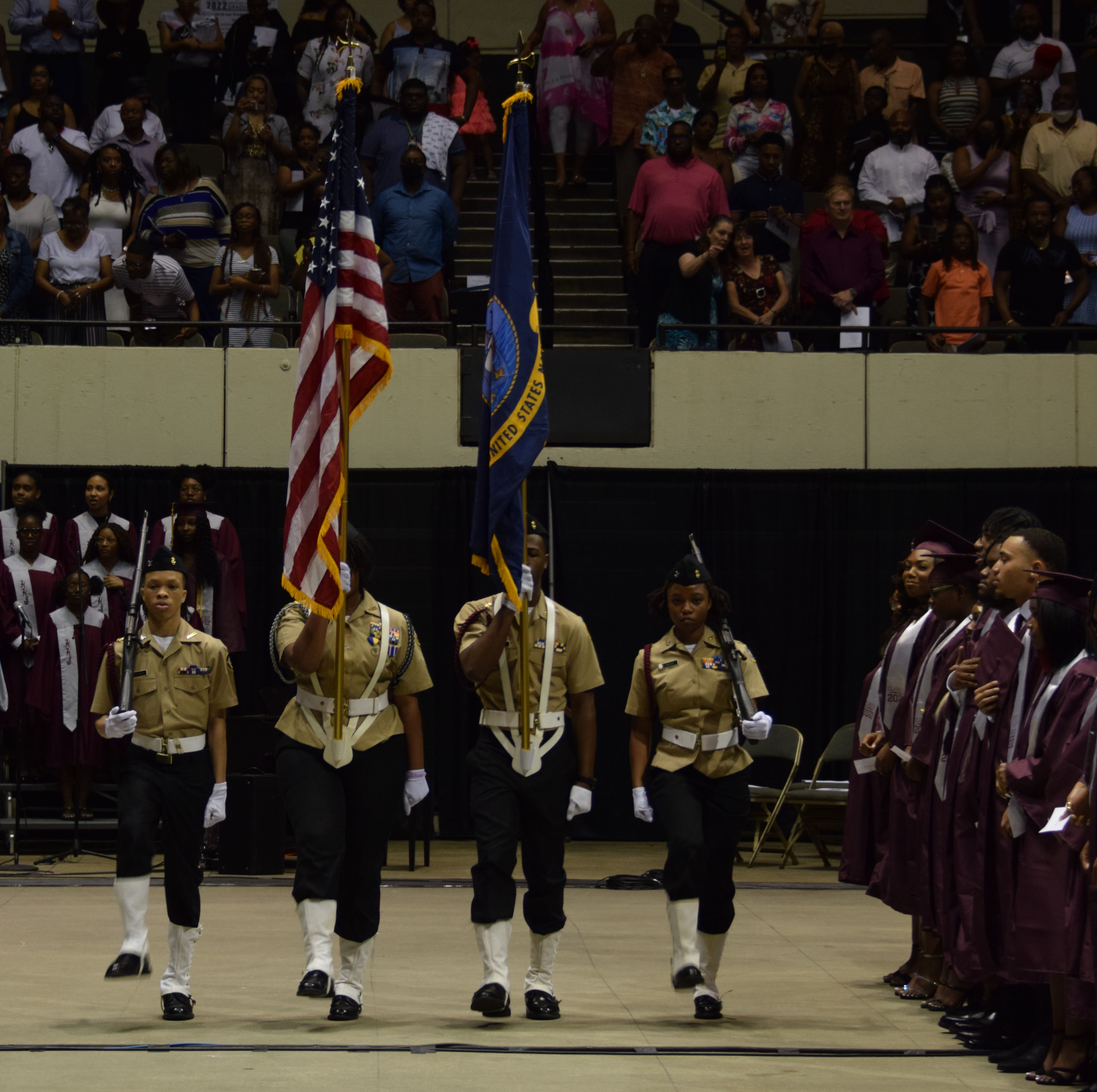 Heritage ROTC presented the colors at the school's graduation ceremony.