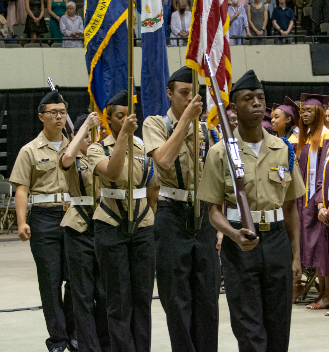 Warwick ROTC served as color guard at the school's commencement at the Hampton Coliseum.