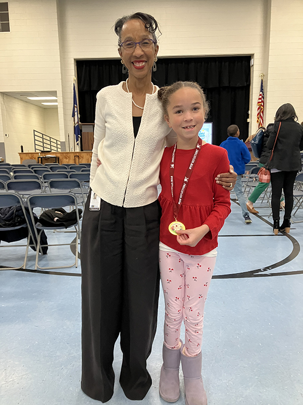 Superintendent Dr. Michele Mitchell and Kaia Trieshmann Murphy, who received Honorable Mention from the Virginia PTA in the Literature category.