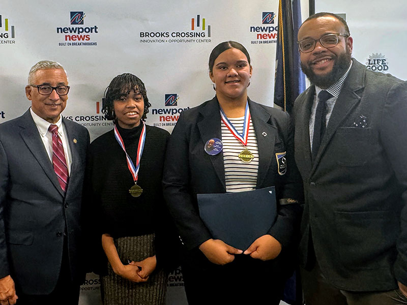 (From left to right) Congressman Bobby Scott, Essence Claiborne, Tamiah Gant and Dr. Carrington Faulk